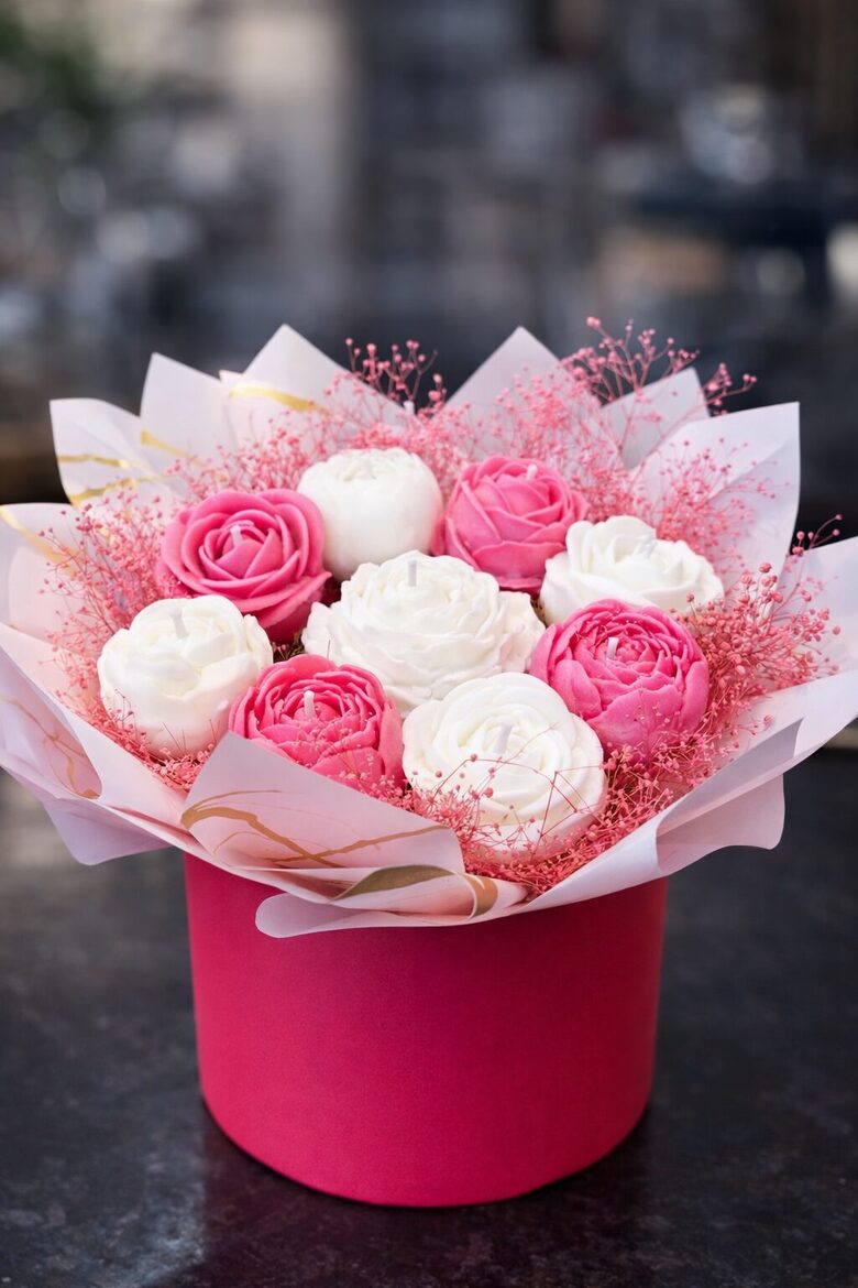 Sveču pušķis kastē